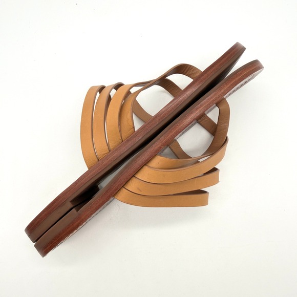 TORY BURCH Patos Flat Sandals Women 8.5 Tan Strappy Thong Vacation Resort Casual - Picture 6 of 10